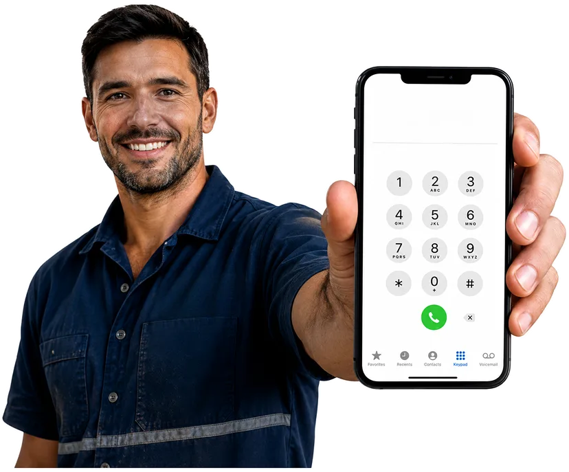 Licensed plumber taking an emergency call